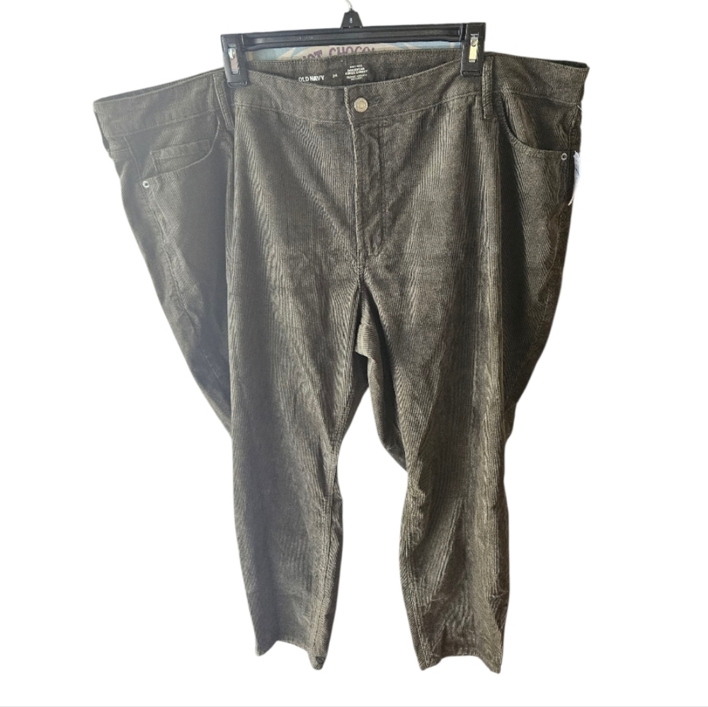 Old Navy High Waisted Rockstar Super Skinny Green Corduroy Pants Size 24